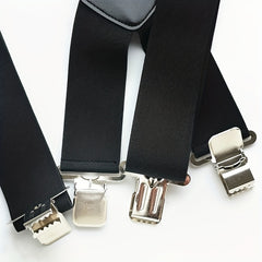  Wide Men's Suspenders High Elastic Adjustable 4 Strong Clips Suspender