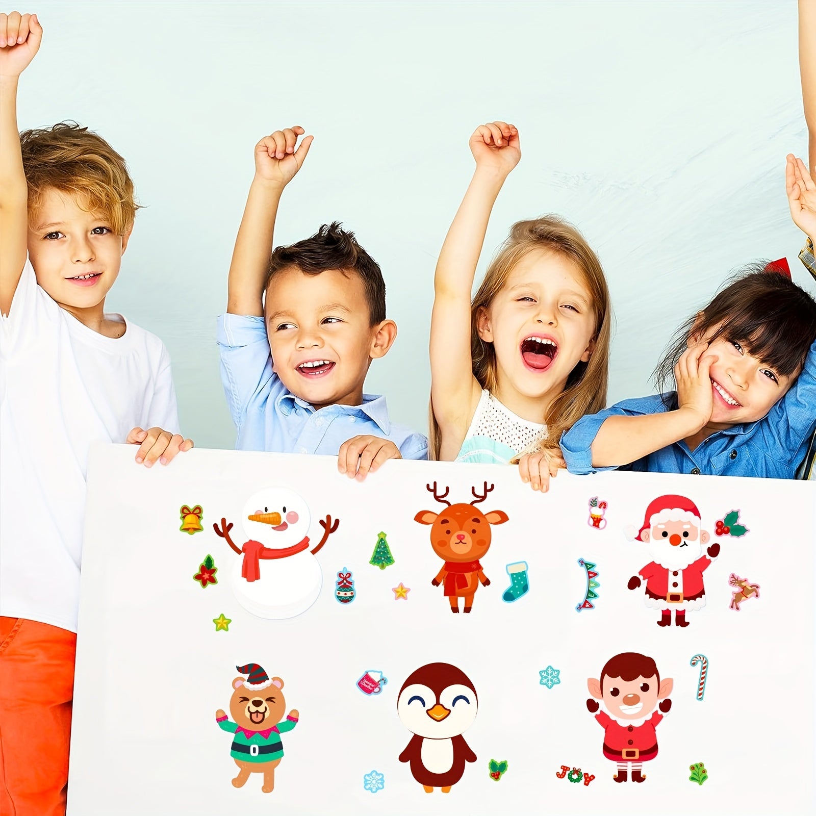 6pcs Christmas Santa Claus Face Changing Stickers DIY Puzzle Stickers