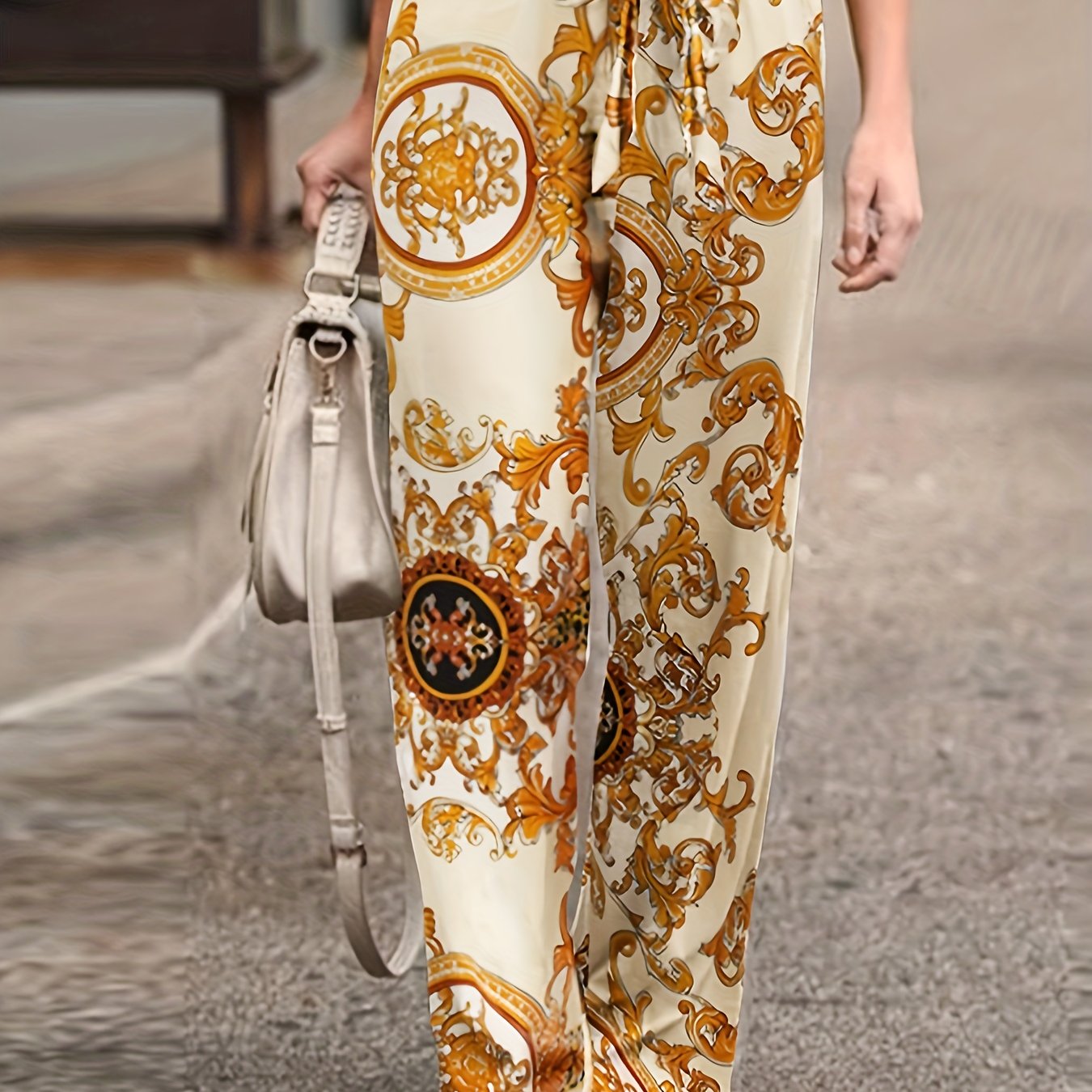  Baroque Print Pants With Belt