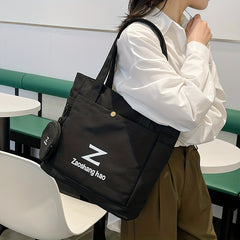 Letter Print Canvas Tote Bag Set With Coin Purse