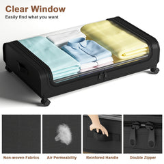 2pcs Underbed Storage Box Space Saving Organizer with Wheels