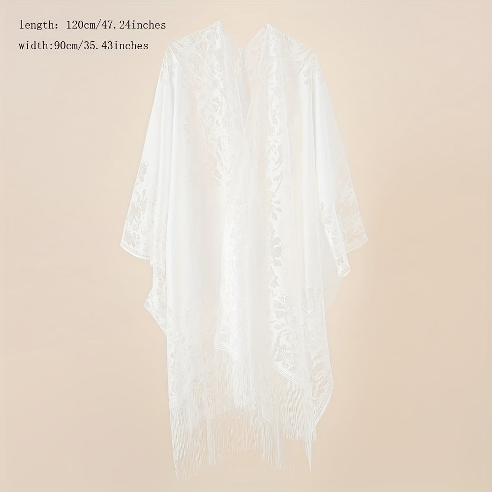 Solid Lace Cardigan Sunproof Shawl Casual Beach Cape