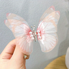 Gradient Butterfly Hair Clip Faux Pearl Non-slip Clip