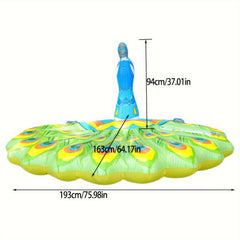Colorful Peacock Swimming Floatie Foldable Lounger Floating Bed