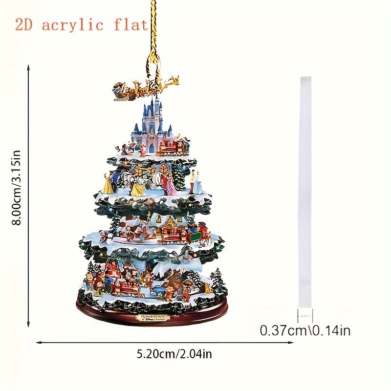 Flat 2D Acrylic Christmas Tree Pendant - Holiday Wishes & Festive Atmosphere