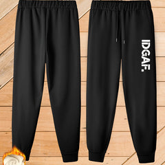 Women's Plus Letter Print Fleece Liner Elastic Drawstring Harem Trousers