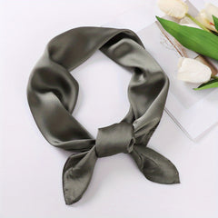 Solid Satin Square Scarf Classic Silk Scarf Bandana Women Head Scarf