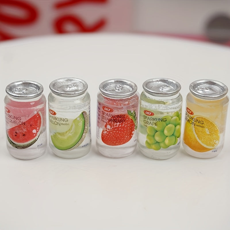 10pcs Mini Supermarket Food Set - Resin Fruit Cans & Beverage Bottles