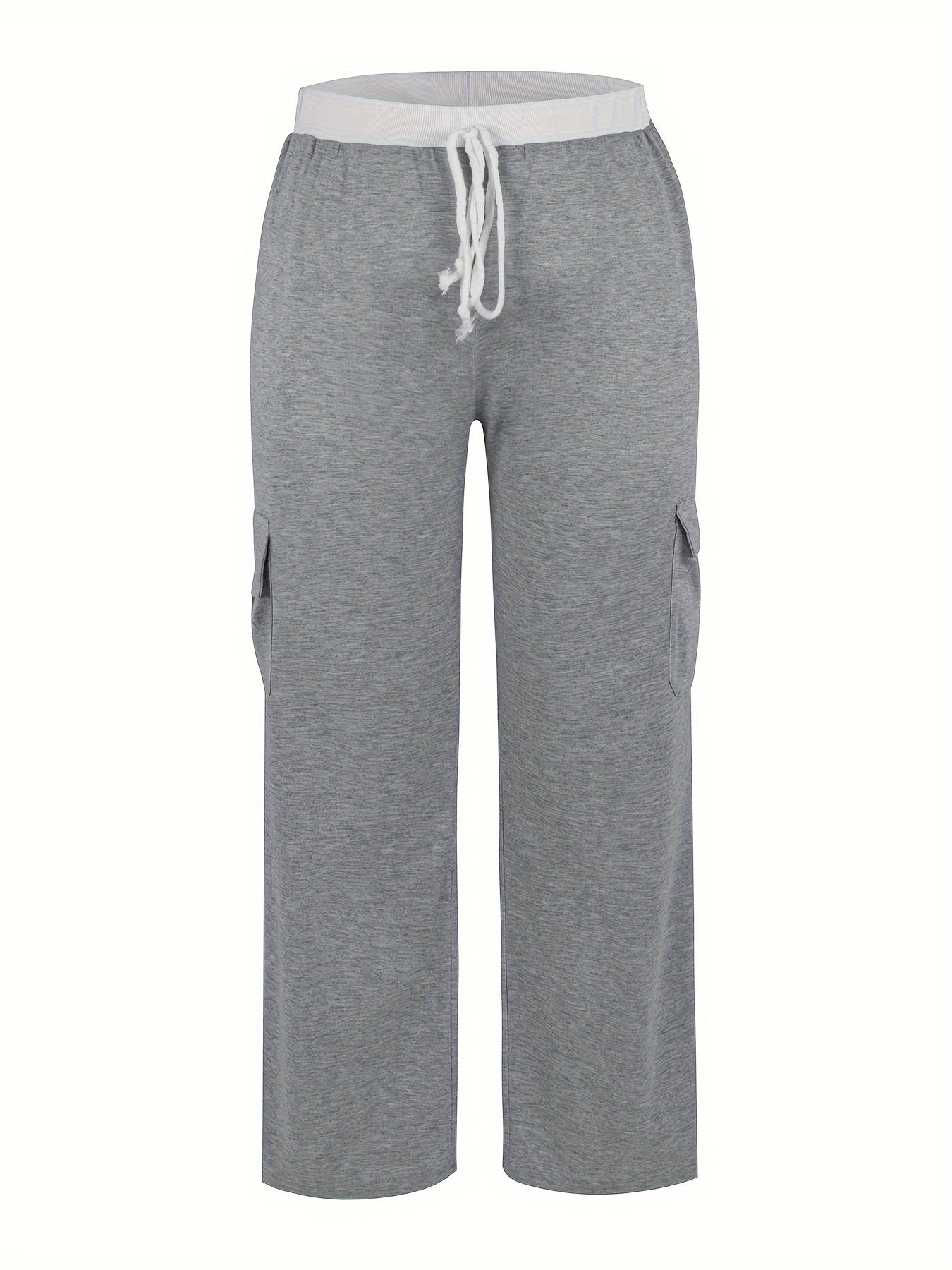  Wide Leg Cargo Trousers Elastic Drawstring High Rise