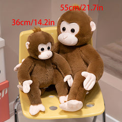 Soft Plush Monkey Toy Brown Cartoon Monkey Doll with Eyes & Limbs