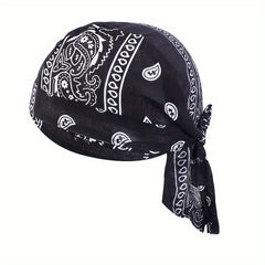 Paisley Print Turban Cap Ramadan Head Wrap Bandana Lace Up Hijab Hat
