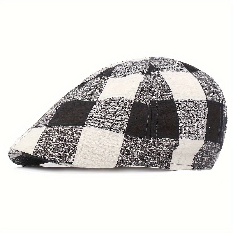 Plaid Newsboy Cap Beret Hat For Men