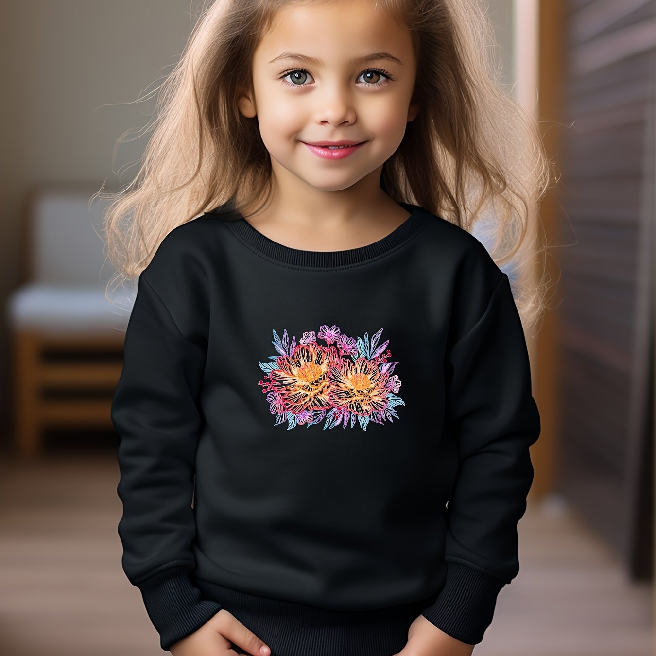 OERYUI Kids Flower Graphic Sweatshirt Comfy Pullover Christmas Gift