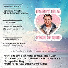 Vintage Starry Pink Daddy State Mind Heart Sticker