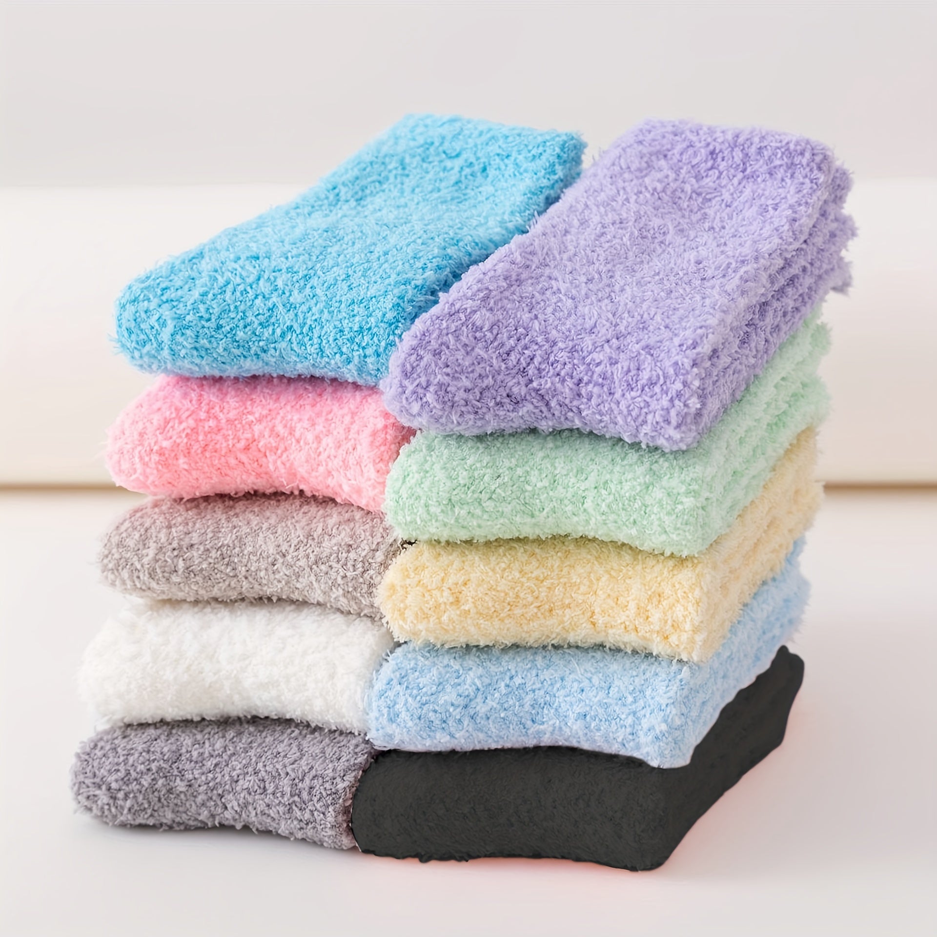 5 Pairs Fuzzy Socks Comfy & Warm Women's Mid Tube Stockings