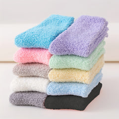 5 Pairs Fuzzy Socks Comfy & Warm Women's Mid Tube Stockings