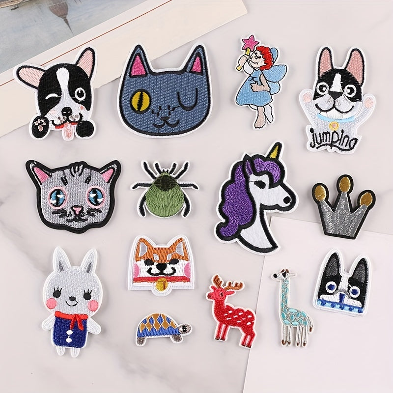 14pcs Cartoon Animal Embroidery Patches for Girls Clothing DIY