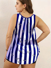  Nautical Stripe Swimsuit Set: Tank Top & Shorts Two Piece Set