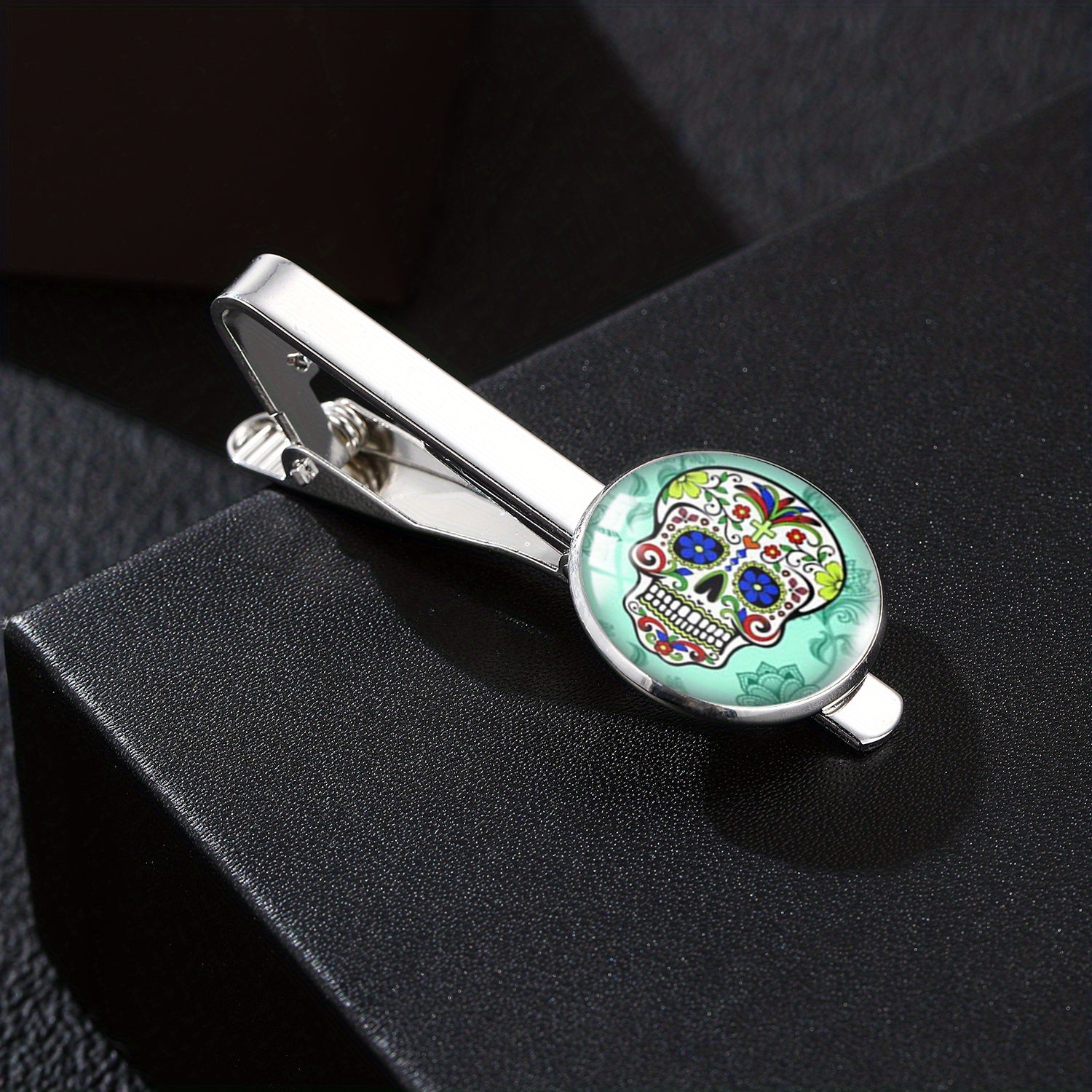 Steampunk Sugar Skull Tie Clip French Shirt Buckle
