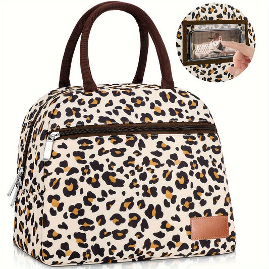 BALORAY Insulated Lunch Bag Leopard Print Striped Pearl Aluminum Foil