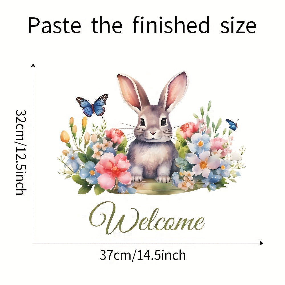 Rabbit Flower Butterfly Wall Sticker Welcome To Our Home Front Door Sign Decal