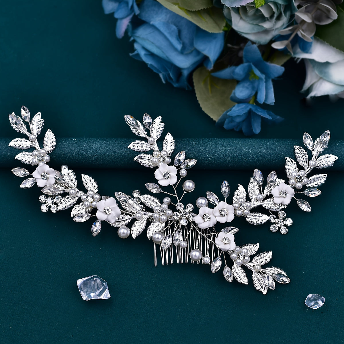 Sweet Style Ceramic Floral Hair Comb for Women