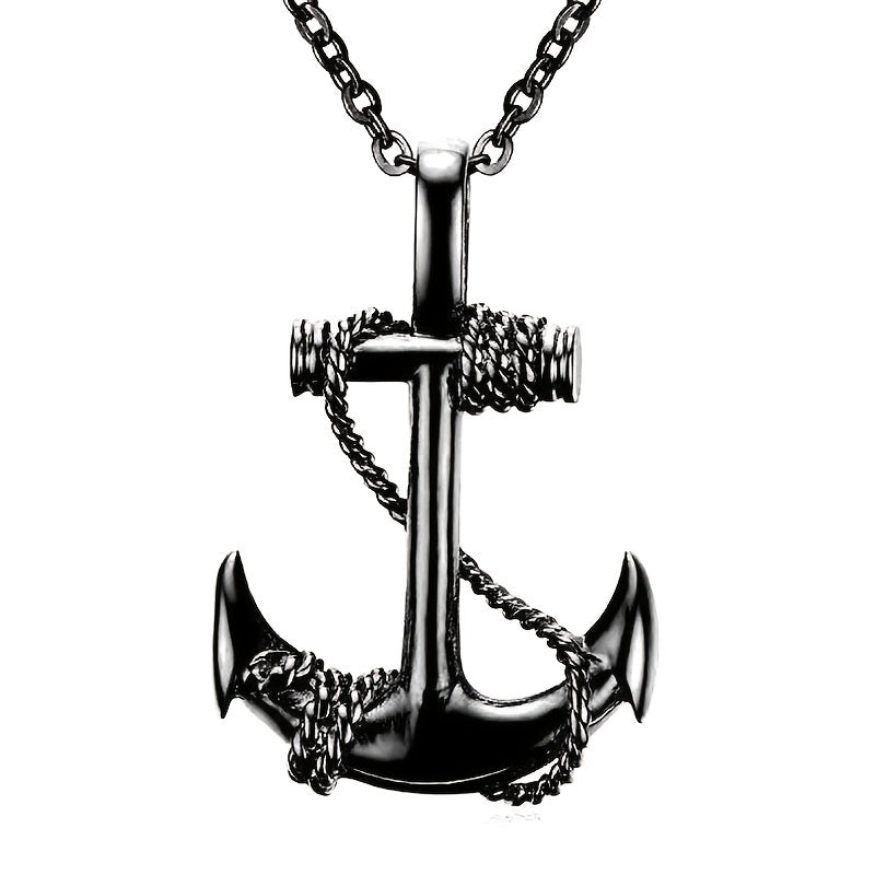 Men's Stainless Steel Anchor Pendant Necklace Pirates Of The Caribbean