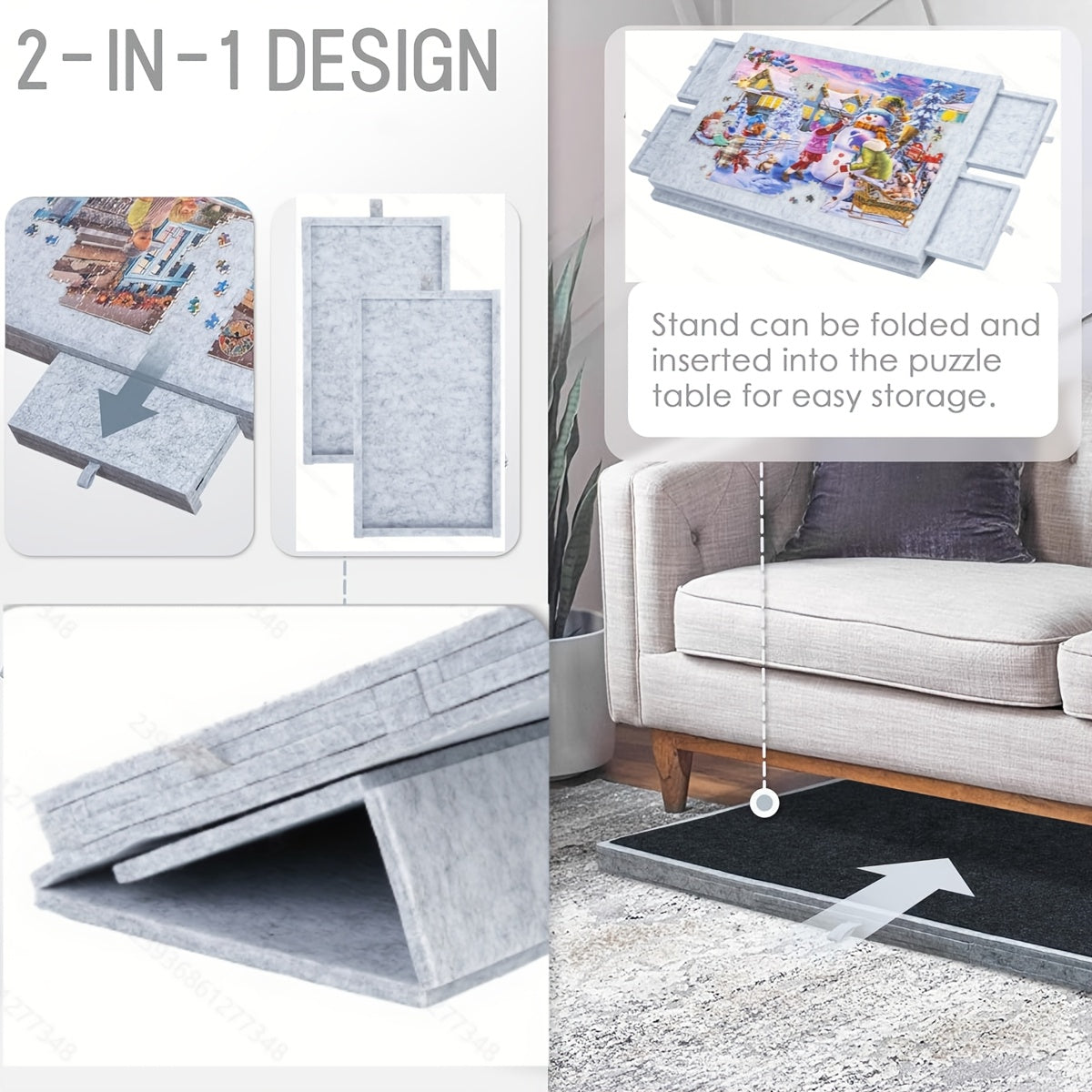 Foldable Puzzle Mat with Stand and Drawers, Up to 500pcs, 9mm Thickness