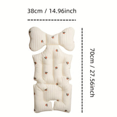 Stroller Seat Pad Baby Embroidered Cotton Pad, Breathable Cotton Cloth Grid