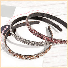 Vintage Thin Hairband Rhinestone Solid Sequin Headband