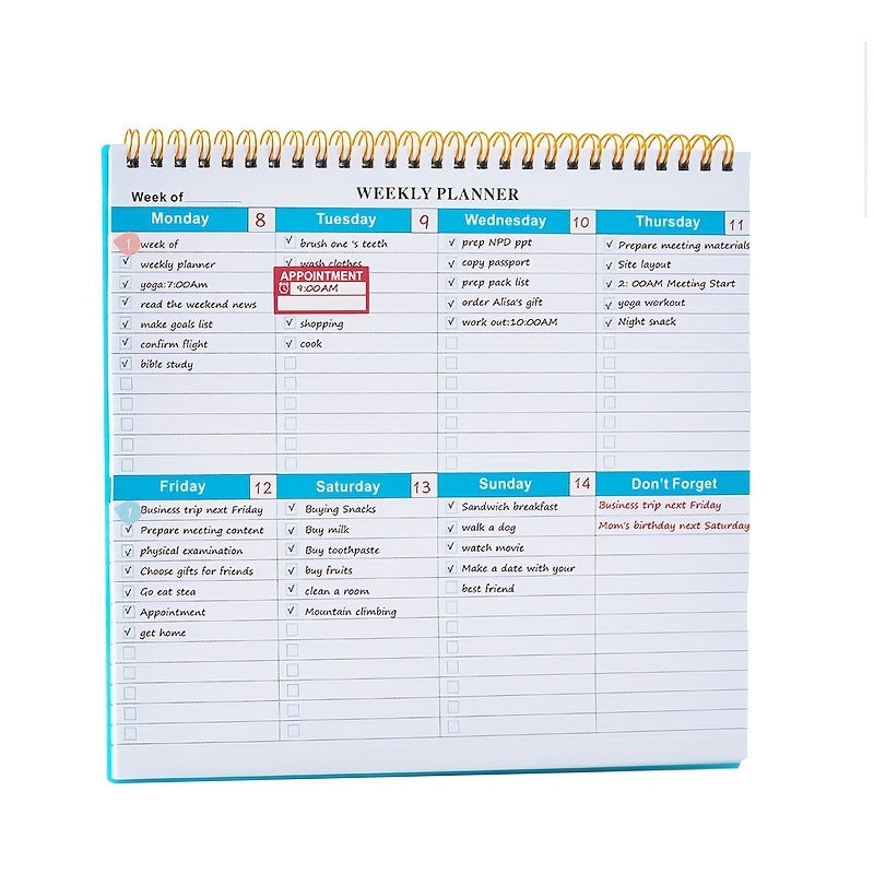 1pc Weekly Daily Calendar Planner Notepad Journal For School Office