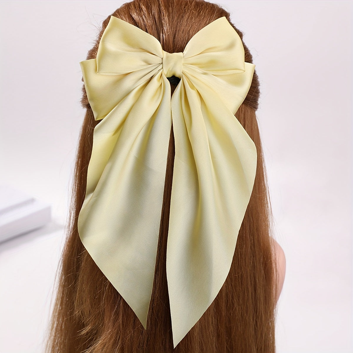 Satin Bow Barrette With Tails Hair Clip for Women Girls