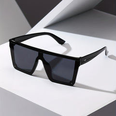 Square Frame Sunglasses UV400 Rivet Decor Minimalist Outdoor Eyewear