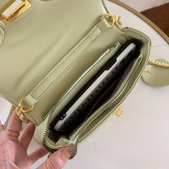 Square Quilted Chain Bag Turn Lock Shoulder Bag