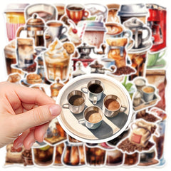 50pcs Coffee Lover Graffiti Stickers for Laptop Helmet Desktop