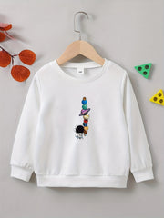 Cartoon Spaceman Planet Print Boys Casual Sweatshirt