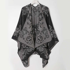 Flower Print Shawl Plaid Long Warm Winter Clothes Shawl Coldproof