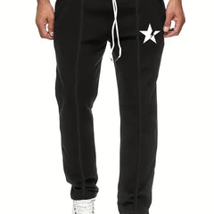 Lightning Star Drawstring Sweatpants Men's Casual Pants With Pockets
