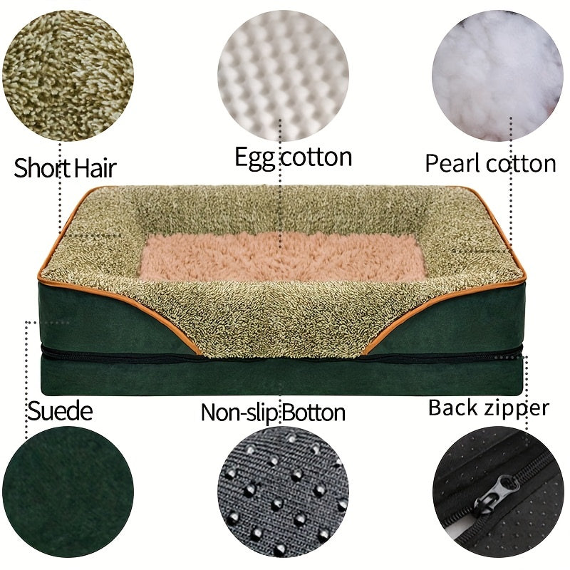 Large Dog Bed Waterproof Lining Non Skid Bottom Egg Foam Couch Bed