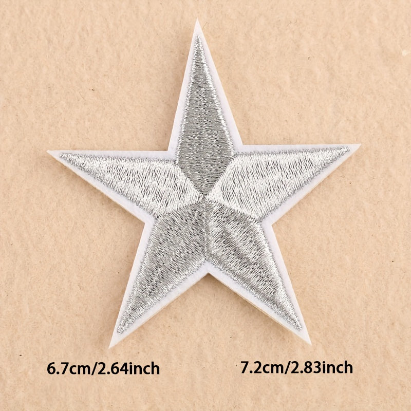 4pcs Pentagram Embroidered Patch Iron On Sticker For Clothing Jacket Pants