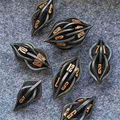 7pcs Metal Hollow Dice Set Polyhedral for Christmas & Halloween