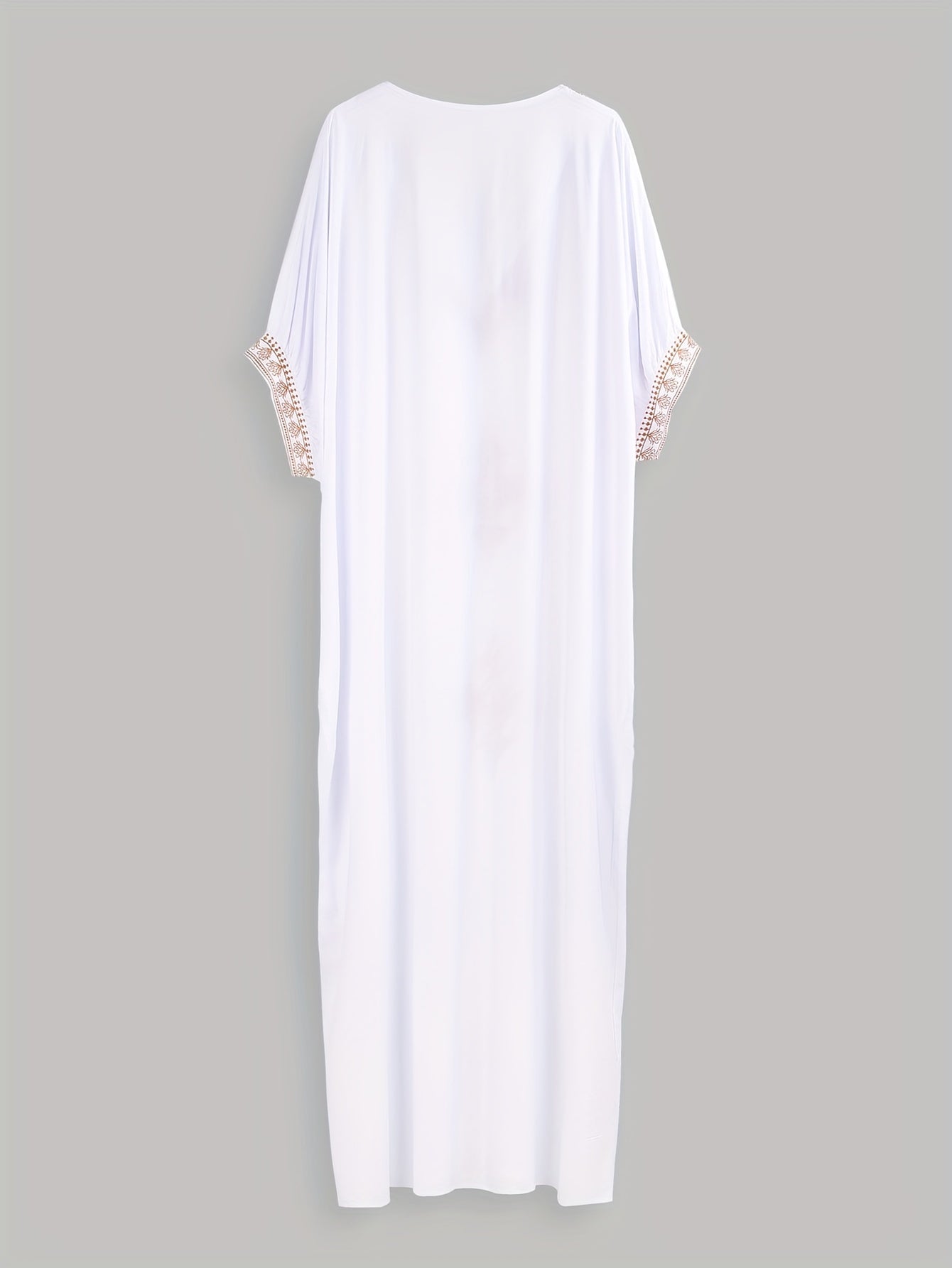  Kaftan Dress Women's Plus Floral Embroidery V Neck Maxi Dress