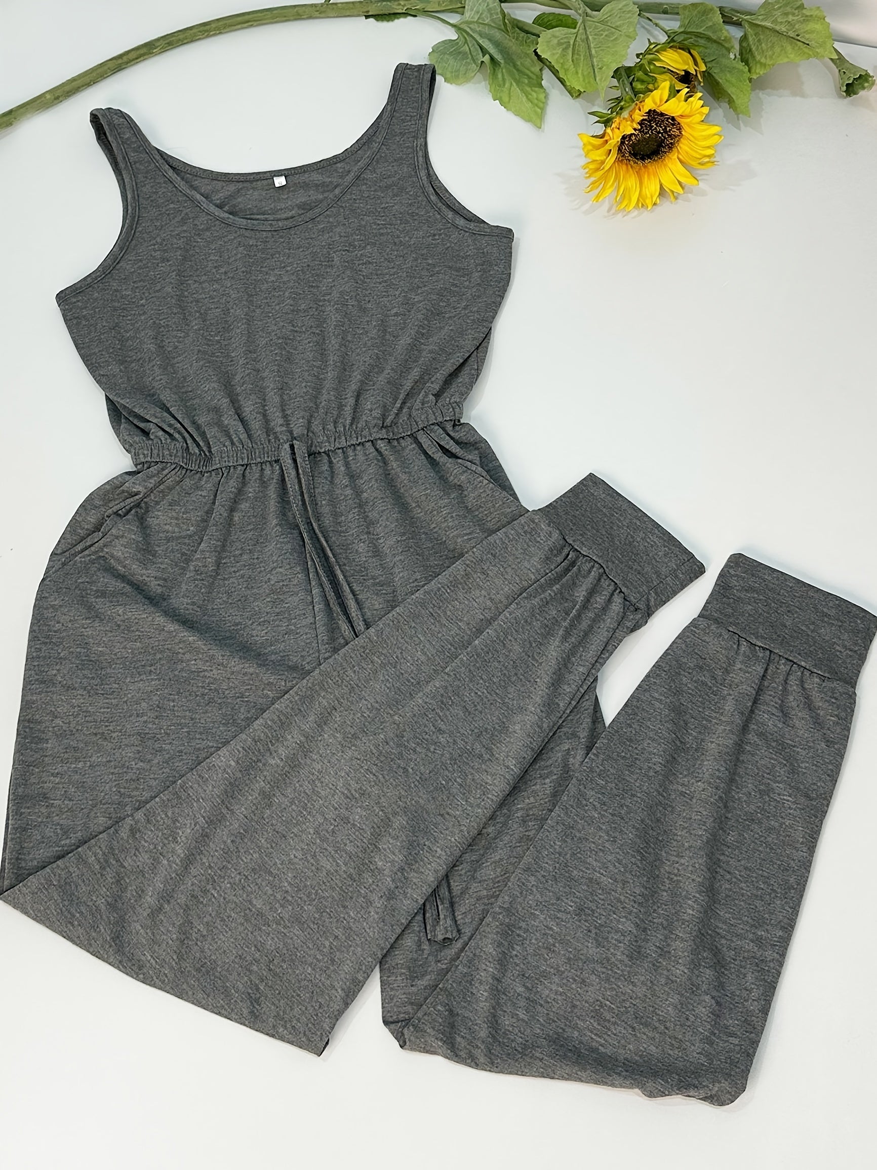 Lace Up Tank Jumpsuit Women's Loungewear