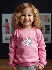 Adorable Unicorn Graphic Crew Neck Long Sleeve Sweatshirt for Kids