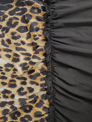  Colorblock Leopard Print Smock Dress
