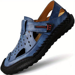 Men's Solid Stitch Closed Toe Sandals Rubber Sole Non-slip Shoes