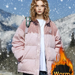 Winter Thickened Puffer Jacket Embroidery Corduroy Stitching Warm Jacket
