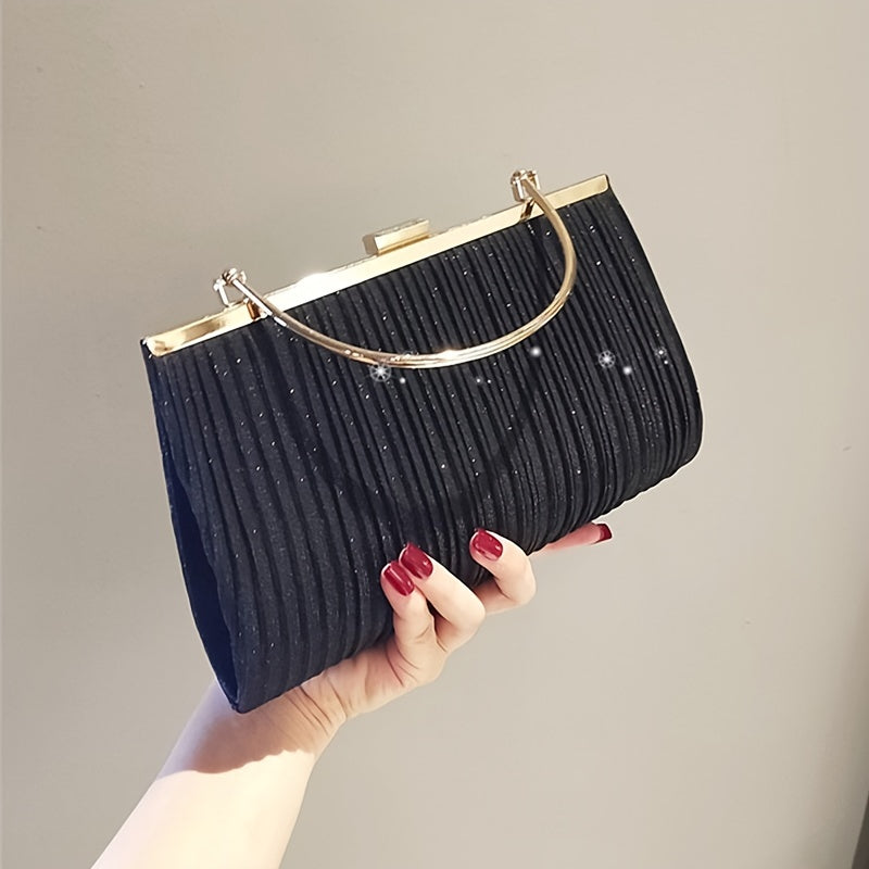 Evening Frame Clutch Bag Solid Handbag With Buckle For Party