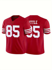Youth Red American Football Jersey V-Neck Short Sleeved Uniform