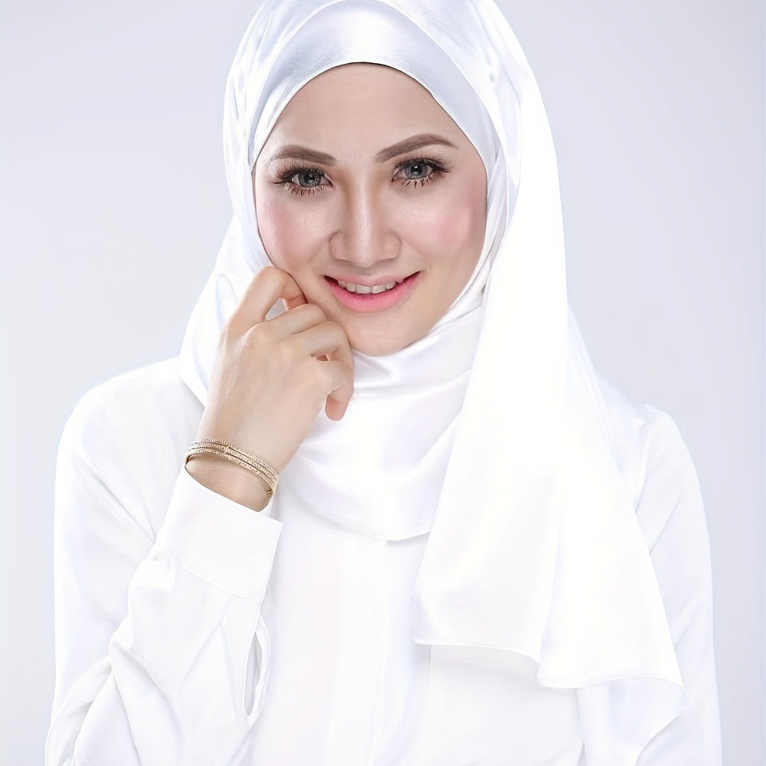Pearlescent Satin Scarf Hijab Solid Shawl Classic Silk Head Wrap